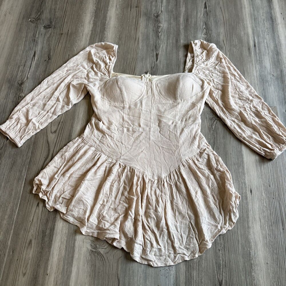 NWOT Cider Ivory Boho Peasant Corset Top With Bodysuit Size Medium